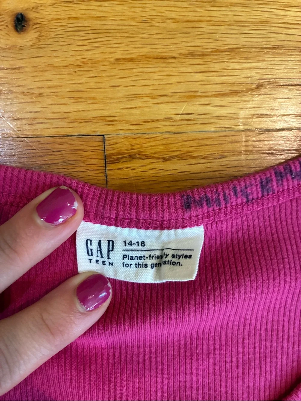 Gap Ribbed Scoop Neck Tee - Fuchsia Pink